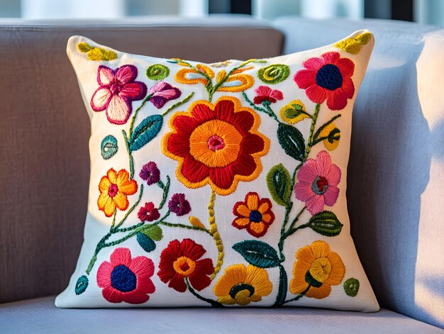 Вышитая подушка